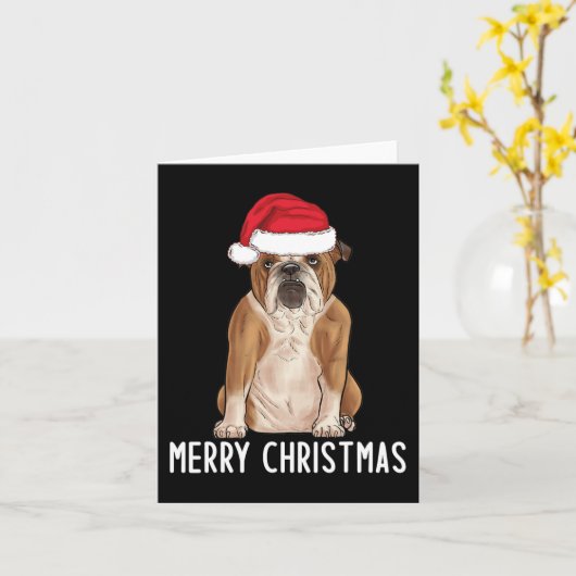 Bulldog Bully Merry English Bulldog Christmas 1 Karte (Gelbe Blume)