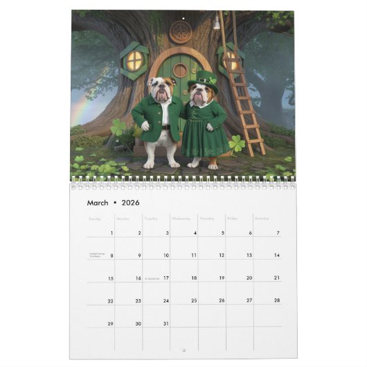 Bulldog Calendar Kalender (Mär 2026)