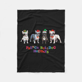 Bulldog Christmas2 Fleecedecke