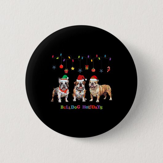 Bulldog Christmas3 Button (Vorderseite)