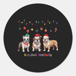 Bulldog Christmas3 Runder Aufkleber