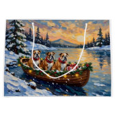 Bulldog Christmas Boat Holiday Große Geschenktüte (Vorderseite)