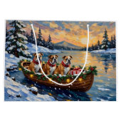 Bulldog Christmas Boat Holiday Große Geschenktüte (Rückseite)