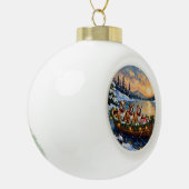 Bulldog Christmas Boat Holiday Keramik Kugel-Ornament (Links)