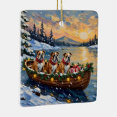 Bulldog Christmas Boat Holiday Keramikornament (Rechts)