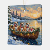 Bulldog Christmas Boat Holiday Keramikornament (Links)