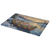 Bulldog Christmas Boat Holiday Schneidebrett (Ecke)