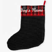 Bulldog Christmas Burlap Tartan Holiday Stocking Großer Weihnachtsstrumpf (Rückseite)