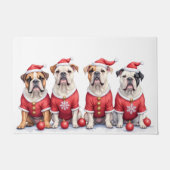 Bulldog Christmas Dress Santa Hat Fußmatte (Vorderseite)