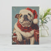 Bulldog Christmas Feiertagskarte (Stehend Vorderseite)