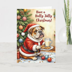 Bulldog Christmas Funny Holiday Dog Pub Karte