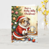 Bulldog Christmas Funny Holiday Dog Pub Karte (Gelbe Blume)
