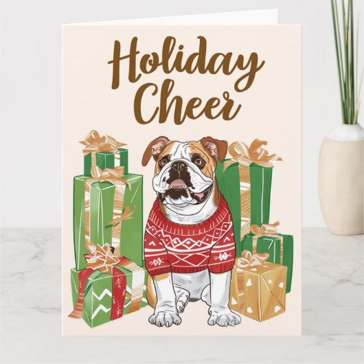 Bulldog Christmas Karte (Vorderseite)