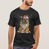 Bulldog Christmas Lights Funny Santa Hat Bulldog X T-Shirt (Vorderseite)