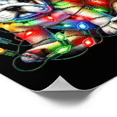Bulldog Christmas Lights Weihnachtsmannmütze Hund  Poster (Ecke)