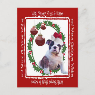 Bulldog Christmas Puppy Hugs Postkarte Nr. 2