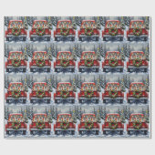 Bulldog Christmas Red Truck Holiday Geschenkpapier (Flach)