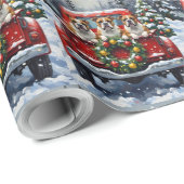 Bulldog Christmas Red Truck Holiday Geschenkpapier (Rolleneckpunkt)