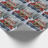 Bulldog Christmas Red Truck Holiday Geschenkpapier (Ecke)