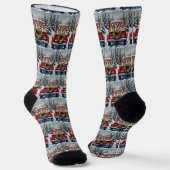 Bulldog Christmas Red Truck Holiday Socken (Gewinkelt)
