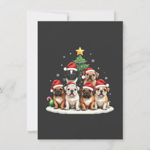 Bulldog Christmas Tree Weihnachtsmannmütze Welpe L Einladung