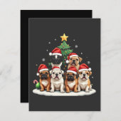 Bulldog Christmas Tree Weihnachtsmannmütze Welpe L Einladung (Vorne/Hinten)