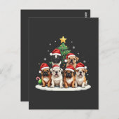 Bulldog Christmas Tree Weihnachtsmannmütze Welpe L Postkarte (Vorne/Hinten)