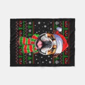 Bulldog Christmas Ugly Sweater Funny Santa Hat Dog Fleecedecke (Vorderseite (Horizontal))