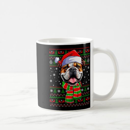 Bulldog Christmas Ugly Sweater Funny Santa Hat Dog Kaffeetasse (Rechts)