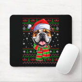 Bulldog Christmas Ugly Sweater Funny Santa Hat Dog Mousepad (Mit Mouse)