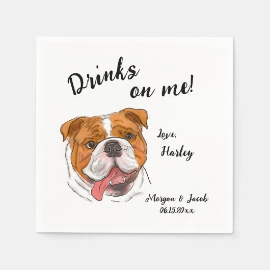 Bulldog Cocktail Napkin Serviette (Vorderseite)