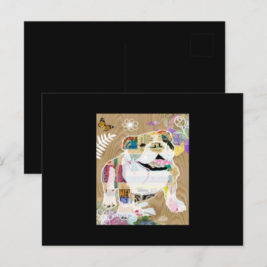 Bulldog Collage Postkarte (Vorne/Hinten)