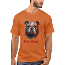 Bulldog Color Portrait Silhouette T - Shirt