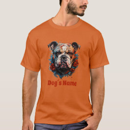 Bulldog Color Portrait Silhouette T - Shirt