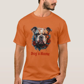 Bulldog Color Portrait Silhouette T - Shirt