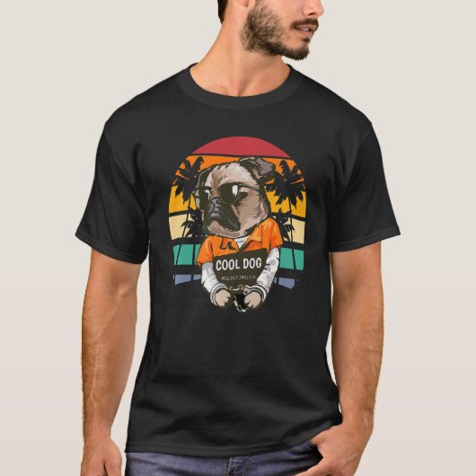 Bulldog Cooler Hund Retro Vintager Hund T-Shirt (Vorderseite)