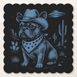 Bulldog Cowboy UFO Cowboy Dog Untersetzer