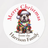 Bulldog Cute Pet Watercolor Christmas Wishes Etiketten (Design 1)