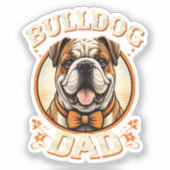 Bulldog Dad – Cute Vintage Bulldog Father’s Day Aufkleber (Vorderseite)