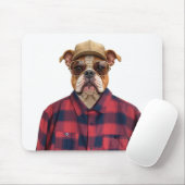 Bulldog, der ein Kariertes Shirt trägt Mousepad (Mit Mouse)