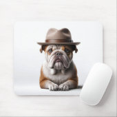 Bulldog, der eine Fedora trägt Mousepad (Mit Mouse)