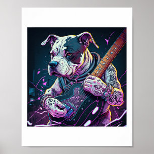Bulldog, der Electric Guitar Rock spielt Poster