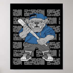Bulldog Design  Bulldog Baseball - Geschenk Poster