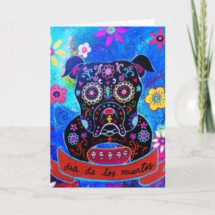 Bulldog Dia de los Muertos Malerei Karte