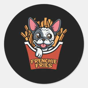 Bulldog Dog Frenchie Fries French Fries Fun Food Runder Aufkleber