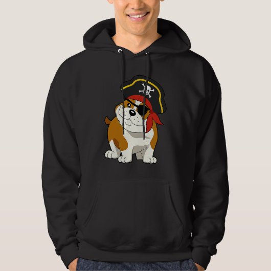 Bulldog Dog Pirate Captain with Skull Easy Hallowe Hoodie (Vorderseite)
