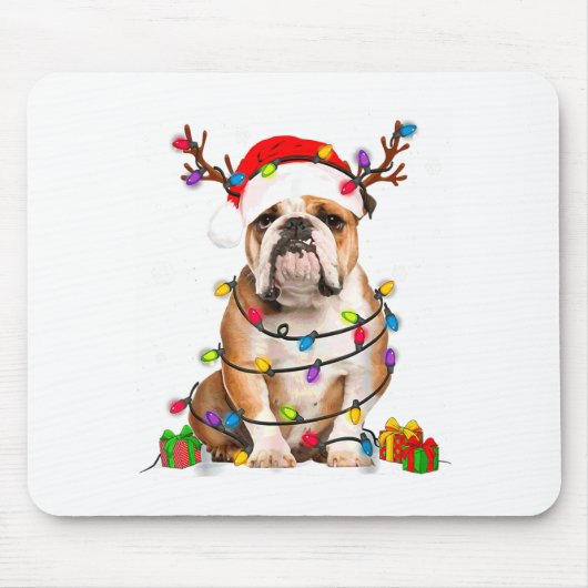 Bulldog Dog Tree Christmas Lights Xmas Pajama  Mousepad (Vorne)