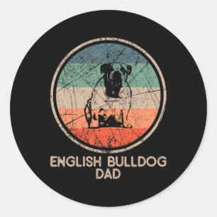Bulldog Dog - Vintager Bulldog-Vater Runder Aufkleber