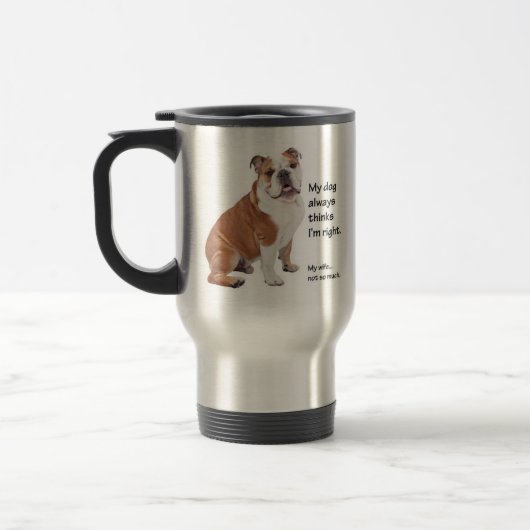 Bulldog / Ehefrau Travel Mug Reisebecher (Links)
