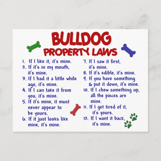 Bulldog-Eigenschaftengesetze 2 Postkarte (Vorderseite)